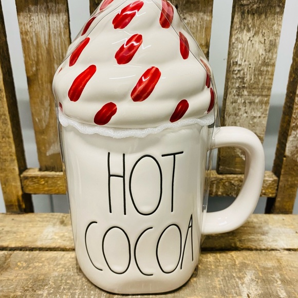 Rae Dunn HOT COCOA mug with whip cream topper - Picture 6 of 9